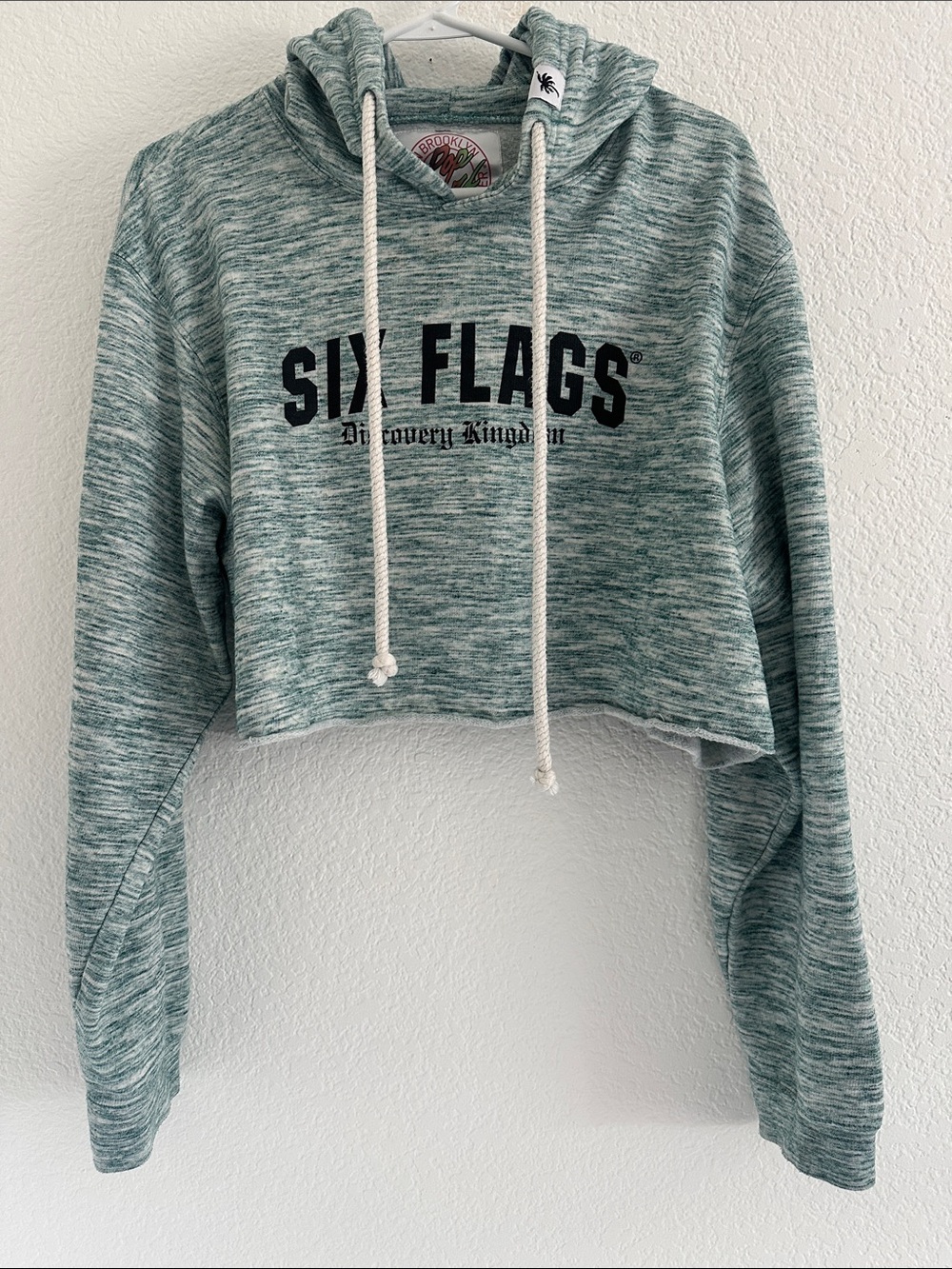 Pop Surf - Women's Green Marled Cropped Hoodie - Size XL
